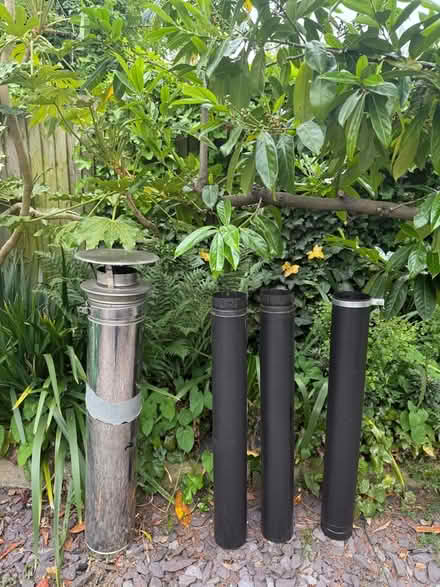 Photo of free 3 x black chimney stove pipe & stainless steel chimney (Brixton Hill SW2) #1