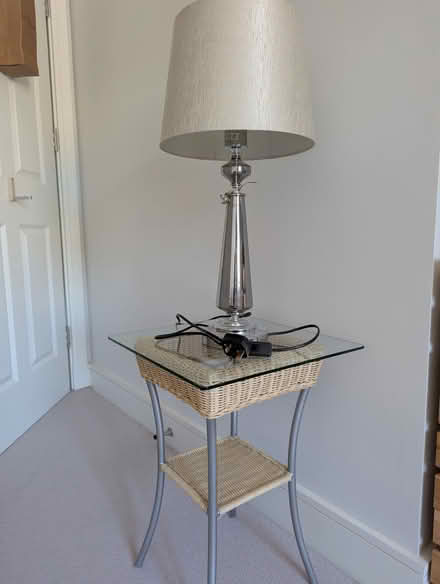 Photo of free small glass top table and silver coloured lamp (North Road) #1