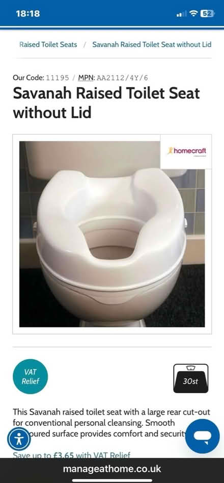 Photo of Toilet riser and perching stool (Rochford) #1