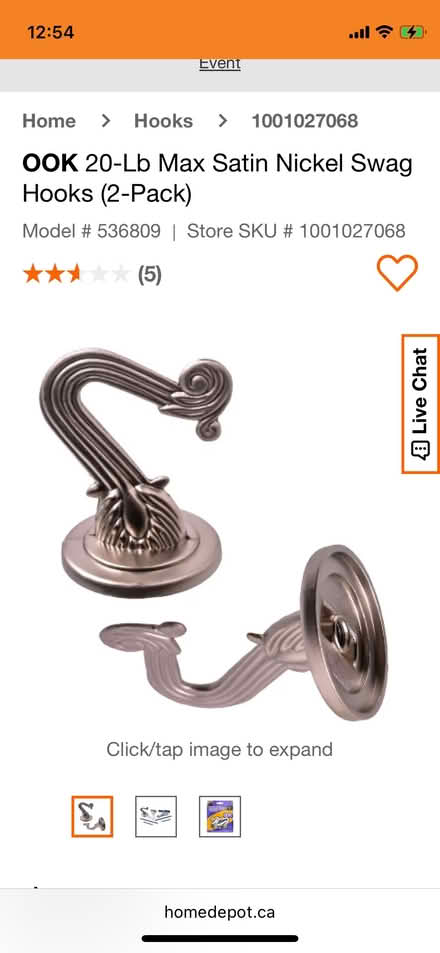 Photo of Silver swag light hook (North Vanier) #1