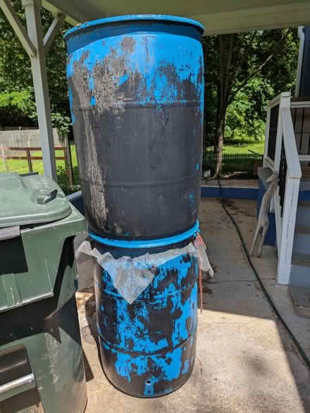 Photo of free 2 rain barrels and 5 cinder blocks (Raleigh) #1