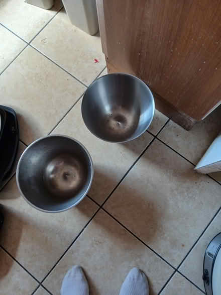 Photo of free 2 metal bowls for old processor (Nantwich) #1