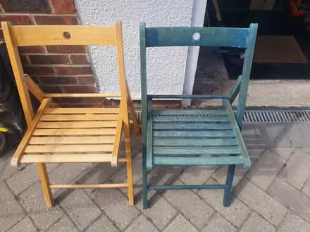 Photo of free Two small wooden folding chairs (KT15) #1
