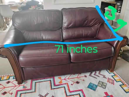 Photo of free Leather sofa, approximate measurements in pictures (Woodingdean BN2) #3