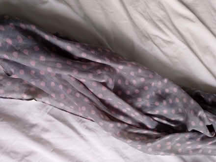 Photo of free Grey and pink spotty scarf (Fords Farm RG31) #1