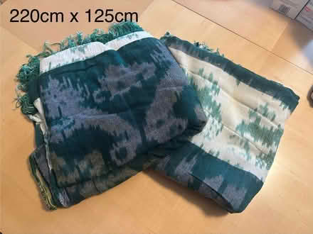 Photo of free Two green throws 220cm x 125cm (Cowley OX4) #1