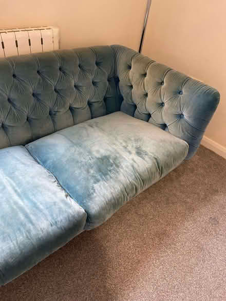 Photo of free Blue/Teal Velvet Sofa (CT6) #1