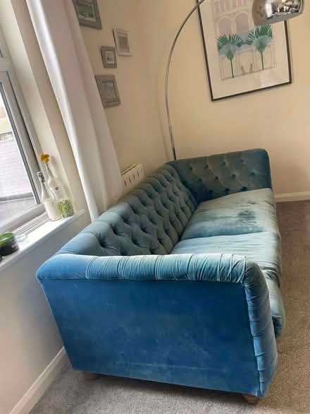 Photo of free Blue/Teal Velvet Sofa (CT6) #3