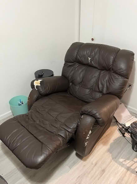 Photo of free Large Leather Recliner (torn) (Apalachee Parkway) #1