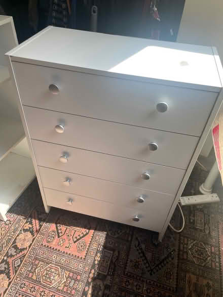 Photo of free 5 drawer white chest of drawers (Armathwaite CA4) #1