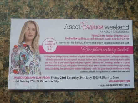 Photo of free Ascot Fashion Weekend 4 Tickets (Bracknell Forest RG12) #2