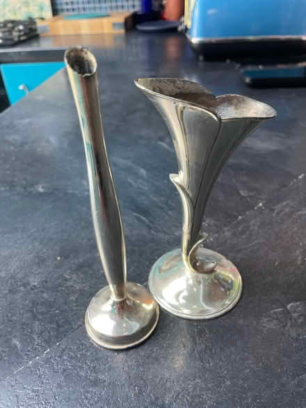 Photo of free X2 Silver coloured bud vases (Northaw EN6) #1