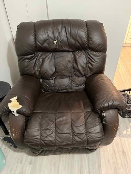 Photo of free Large Leather Recliner (torn) (Apalachee Parkway) #2