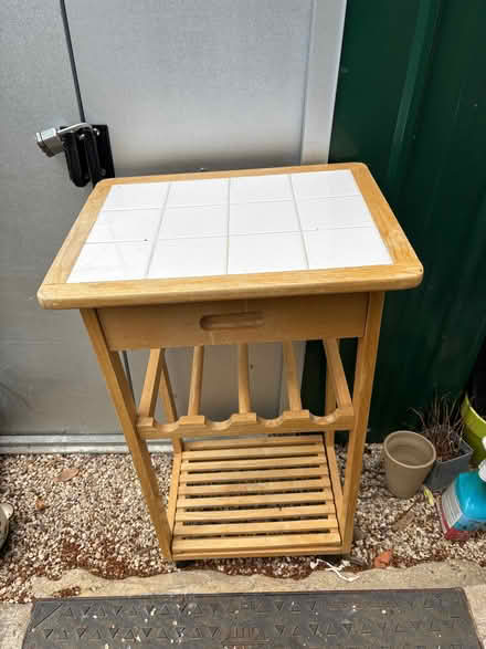 Photo of free Small side table for kitchen/dining area with bottle rack (Cashes Green GL5) #2