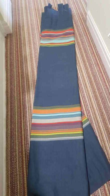 Photo of free Pair of next dark blue tab top curtain 135x183cm (Cheylesmore CV3) #1