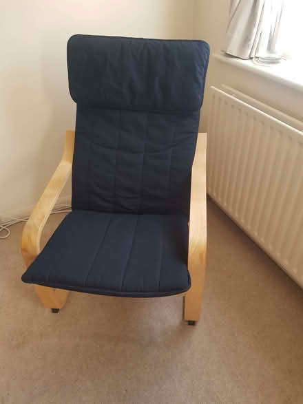 Photo of free Ikea chair - wood frame & black fabric (Fleetville AL1) #1