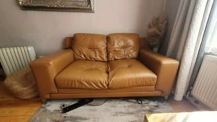 Photo of free used Leather two and three seater couch to give way (Elstree Park WD6) #2