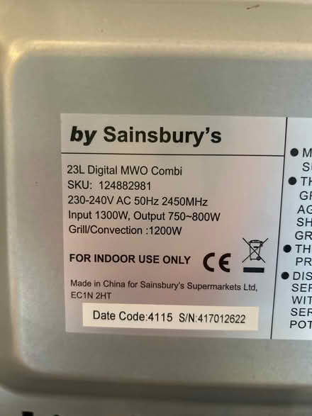 Photo of free Combi Microwave 800w (Denham Uxbridge) #4