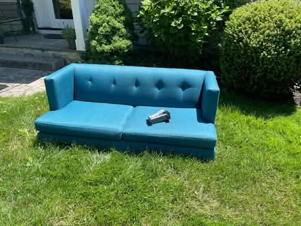 Photo of free Blue loveseat (Harrison St in Princeton, NJ) #3