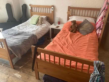 Photo of free two wooden single beds (Newport) #1