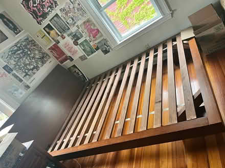 Photo of free Wooden Queen Bedframe (Somerville) #1