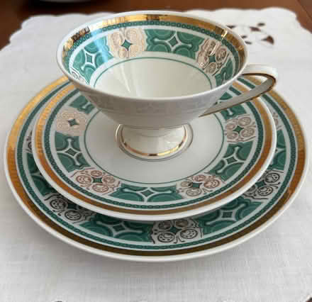 Photo of free CHINA teacup - saucer - plate TEAL (San Carlos-El Camino near Hull) #1