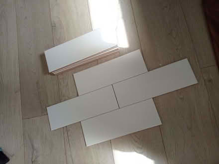 Photo of free Tiles: 10 x 30 cm matt white x12; grey ridge x 5 (Chippenham SN15) #1