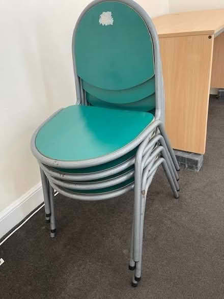 Photo of free Set of four robust stacking chairs, metal and formica (Methil KY8) #1