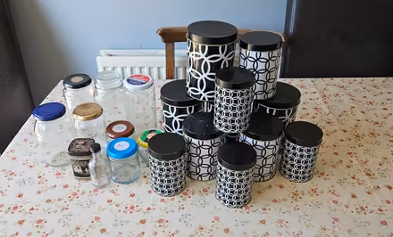 Photo of free Glass jars and storage tins (Chaddesden Wood DE21) #1