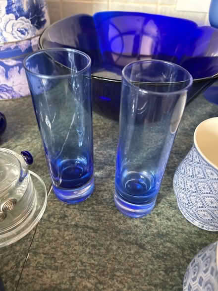 Photo of free 2 matching blue bud vases (FY8 St Anne’s) #1