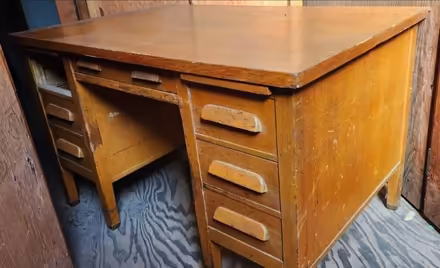 Photo of free Vintage oak DESK and swivel CHAIR (Francisco Blvd/Burger King) #1