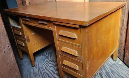 Photo of free Vintage oak DESK and swivel CHAIR (Francisco Blvd/Burger King) #1