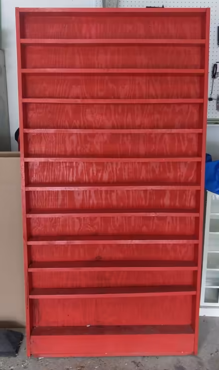 Photo of free Tall Narrow Red Shelving Unit (Near Mooseheart 60510) #2
