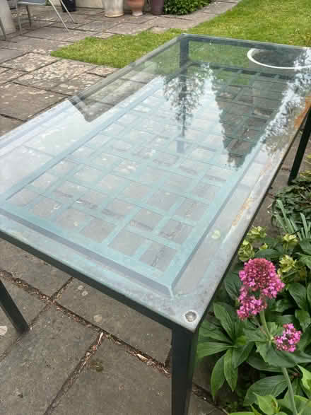 Photo of free Glass topped metal table - inside or outside (Oxhey Hall WD19) #1
