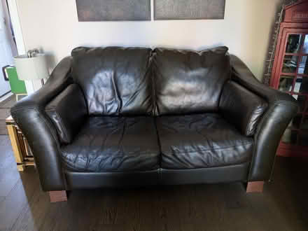 Photo of free Brown leather sofa set (Danderhall EH22) #2