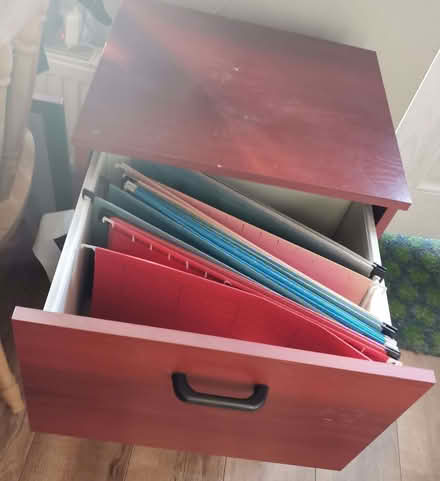 Photo of free Dark red burgundy 2 drawer filing cabinet drawers set (Low Beechburn DL15) #1