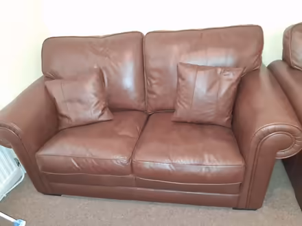 Photo of free 2 Seater Brown Leather Sofa (PL25) #1