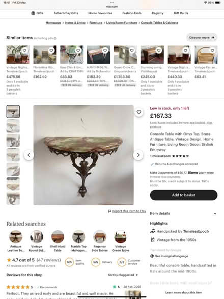 Photo of free Onyx look hall table (Woodford IG8) #1