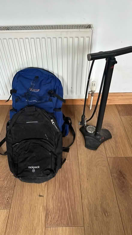 Photo of free Rucksack, bike rack bag, helmet rtc (LU2 Round Green) #1