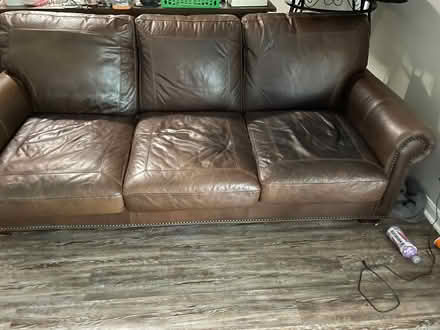 Photo of free Overstuffed leather couch and chair (Anderson Township) #2