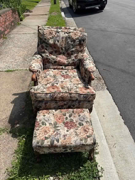 Photo of free Antique arm chair and stool (East End) #1