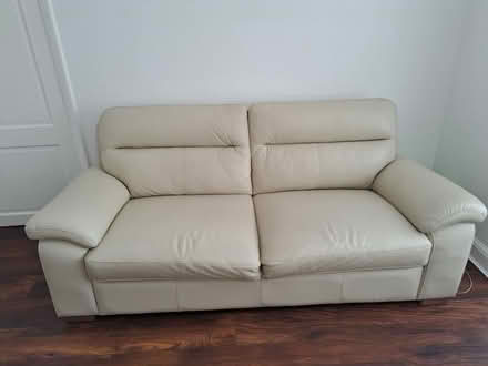 Photo of free Two cream leather sofas (Little Bookham KT23) #2
