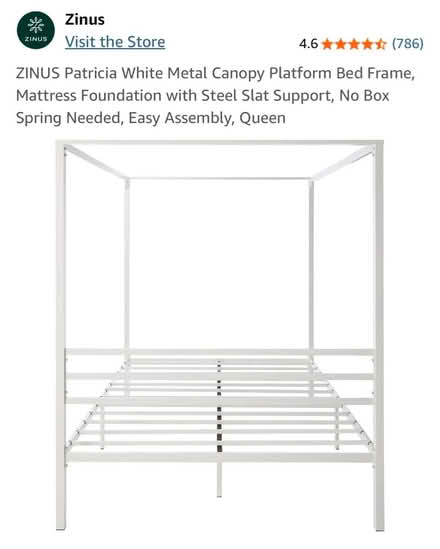 Photo of free Canopy platform bed frame, Queen (Bedford, MA) #3