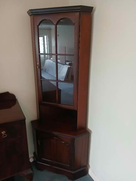 Photo of free Mahogany corner display cabinet (Much Hoole PR4) #1