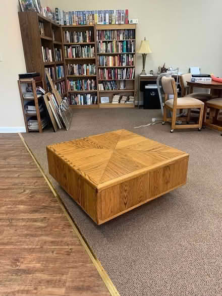 Photo of free Low 3’x3’ all wood coffee table (South Lyon Centennial Farm) #1