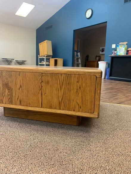 Photo of free Low 3’x3’ all wood coffee table (South Lyon Centennial Farm) #3