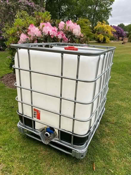 Photo of free 1000L IBC water tank and cover (used for irrigation) (Newtown Linford LE67) #1
