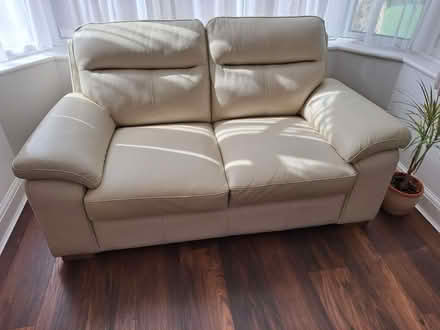 Photo of free Two cream leather sofas (Little Bookham KT23) #1