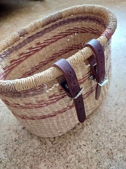 Photo of free Bike basket with leather straps (Clinton Hill) #1