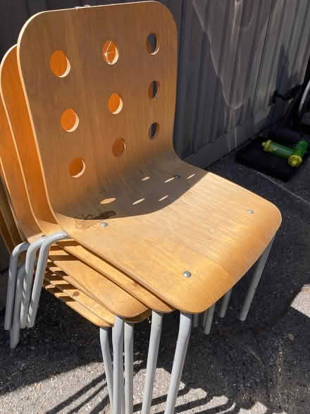 Photo of free Six matching wood chairs for (Menlo Park ca) #1